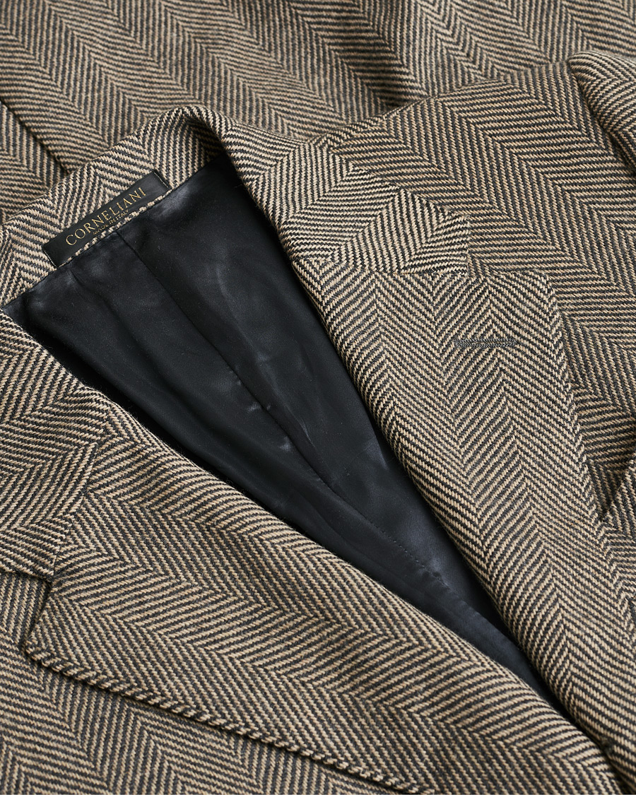 Mies | Pre-owned Takit | Pre-owned | Corneliani Cashmere Blend Herringbone Coat Brown 46