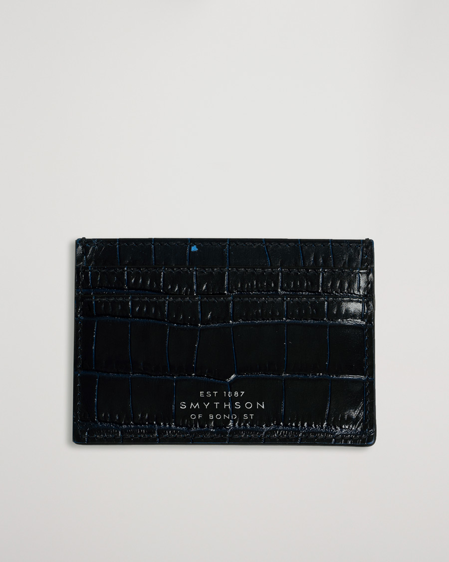 Mies | Smythson Mara Flat Card Holder Navy | Pre-owned | Smythson Mara Flat Card Holder Navy