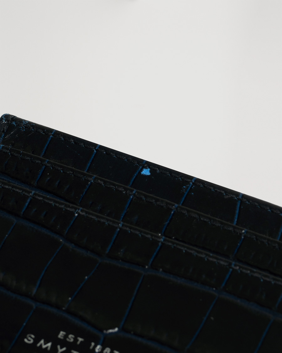 Mies | Smythson Mara Flat Card Holder Navy | Pre-owned | Smythson Mara Flat Card Holder Navy