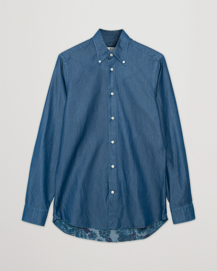Mies | Kauluspaidat | Pre-owned | Etro Printed Denim Shirt Light Indigo