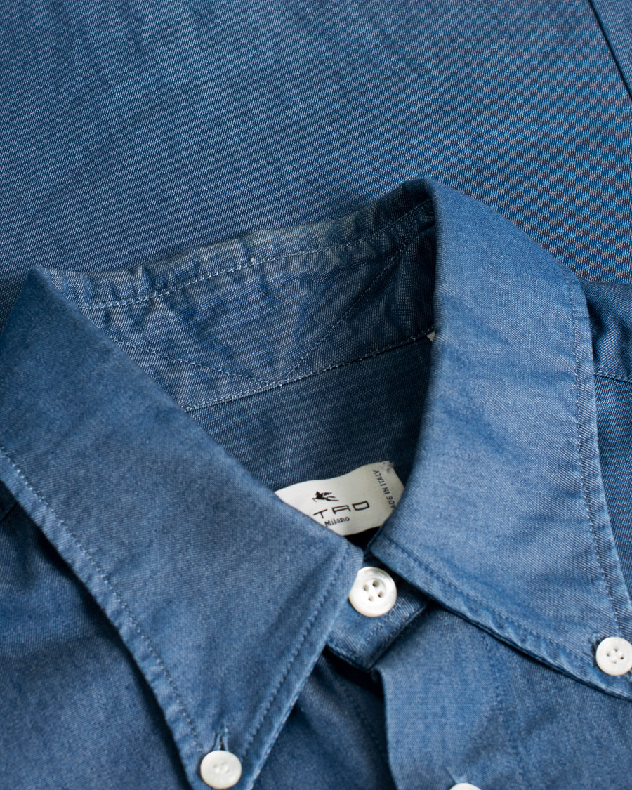 Mies | Kauluspaidat | Pre-owned | Etro Printed Denim Shirt Light Indigo