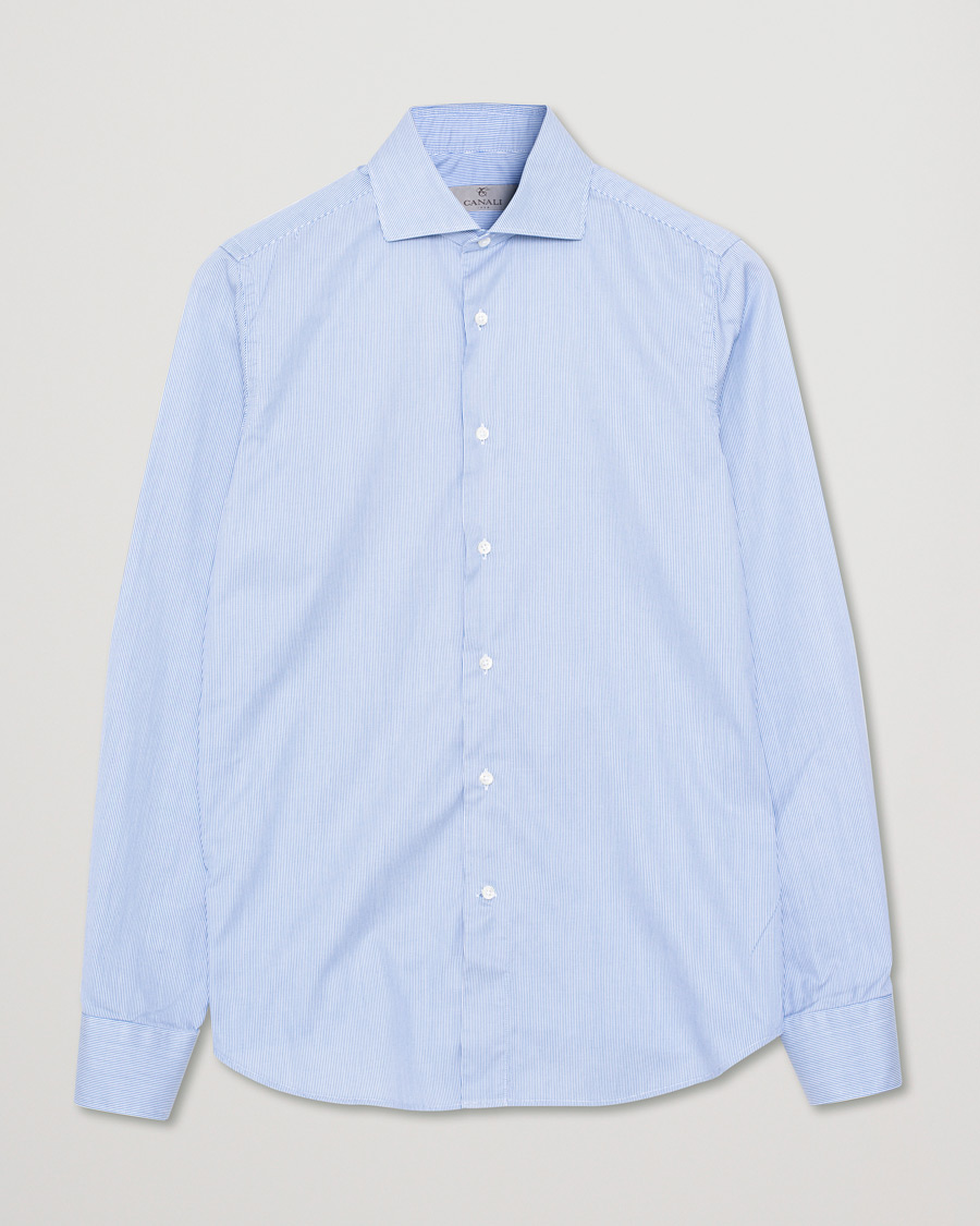Mies | Kauluspaidat | Pre-owned | Canali Slim Fit Cut Away Shirt Blue Stripe