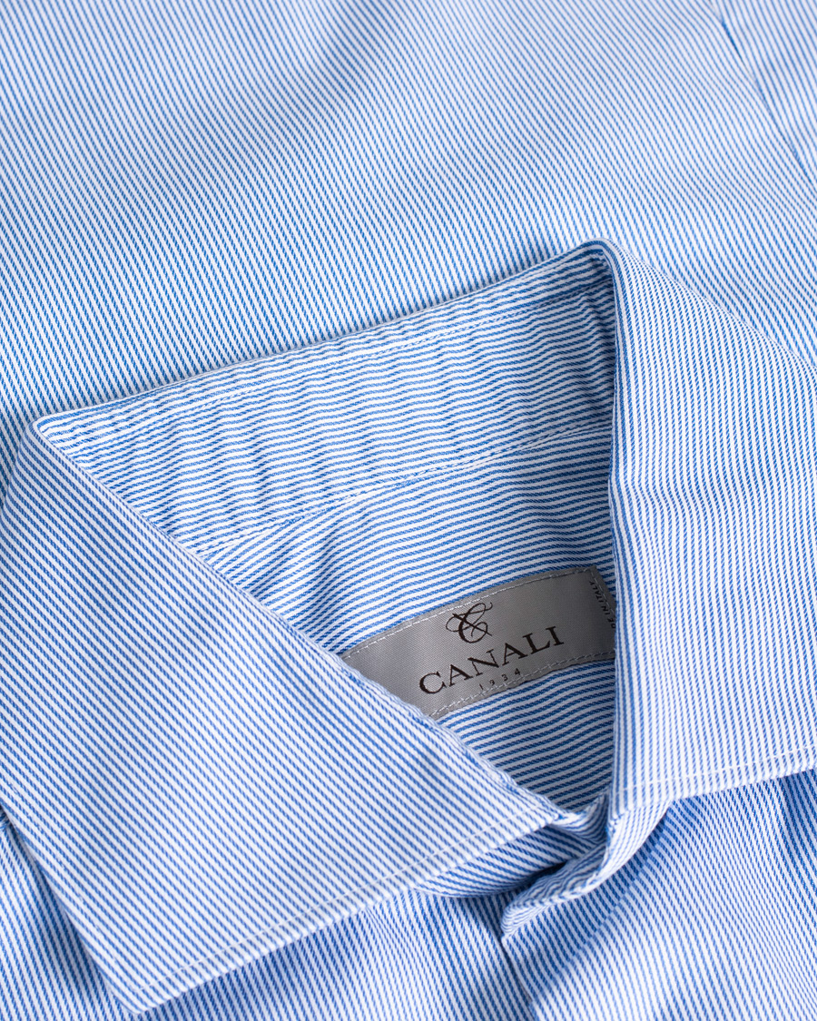 Mies | Kauluspaidat | Pre-owned | Canali Slim Fit Cut Away Shirt Blue Stripe