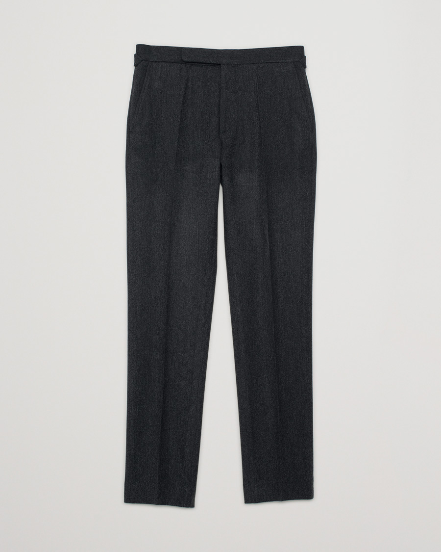 Mies | Housut | Pre-owned | Ralph Lauren Purple Label Flat Front Flannel Trousers Dark Grey