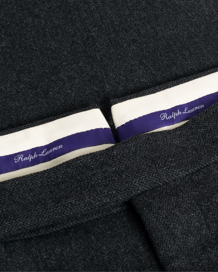 Mies | Housut | Pre-owned | Ralph Lauren Purple Label Flat Front Flannel Trousers Dark Grey