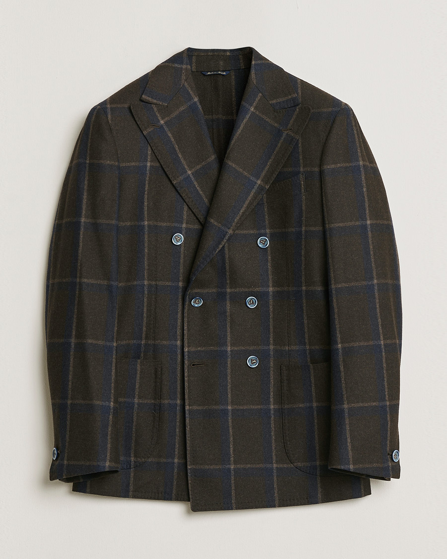 Mies | Pre-owned Pikkutakit | Pre-owned | Gabo Napoli Checked Double Breasted Blazer Brown 48