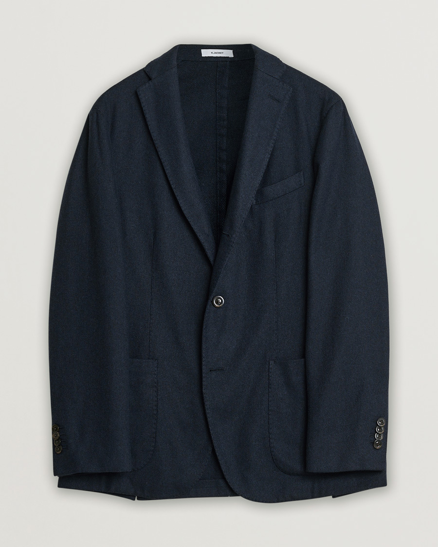 Mies | Boglioli K Jacket Herringbone Wool Blazer Navy 46 | Pre-owned | Boglioli K Jacket Herringbone Wool Blazer Navy 46