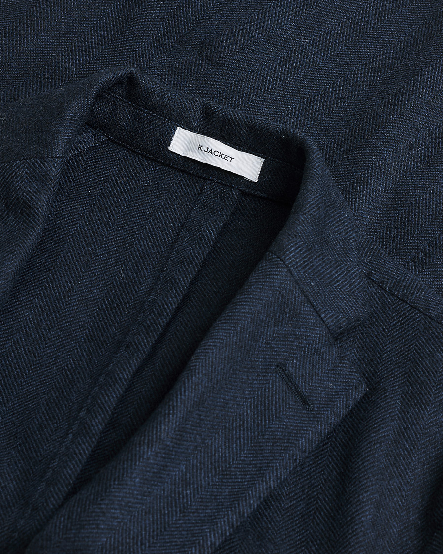 Mies | Boglioli K Jacket Herringbone Wool Blazer Navy 46 | Pre-owned | Boglioli K Jacket Herringbone Wool Blazer Navy 46