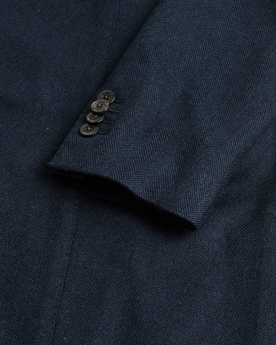 Mies | Boglioli K Jacket Herringbone Wool Blazer Navy 46 | Pre-owned | Boglioli K Jacket Herringbone Wool Blazer Navy 46