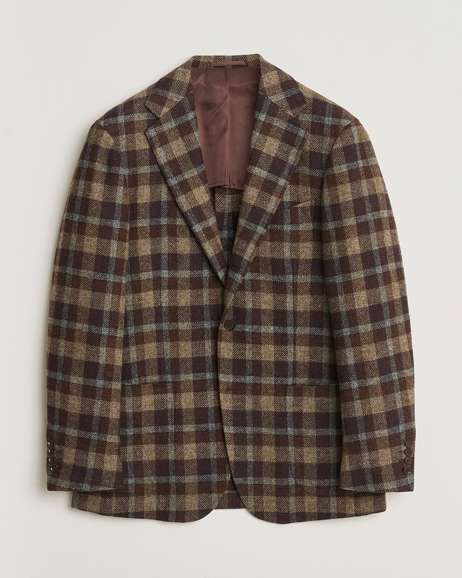Mies | Pre-owned Pikkutakit | Pre-owned | Ring Jacket Checked Wool Blazer Brown 50
