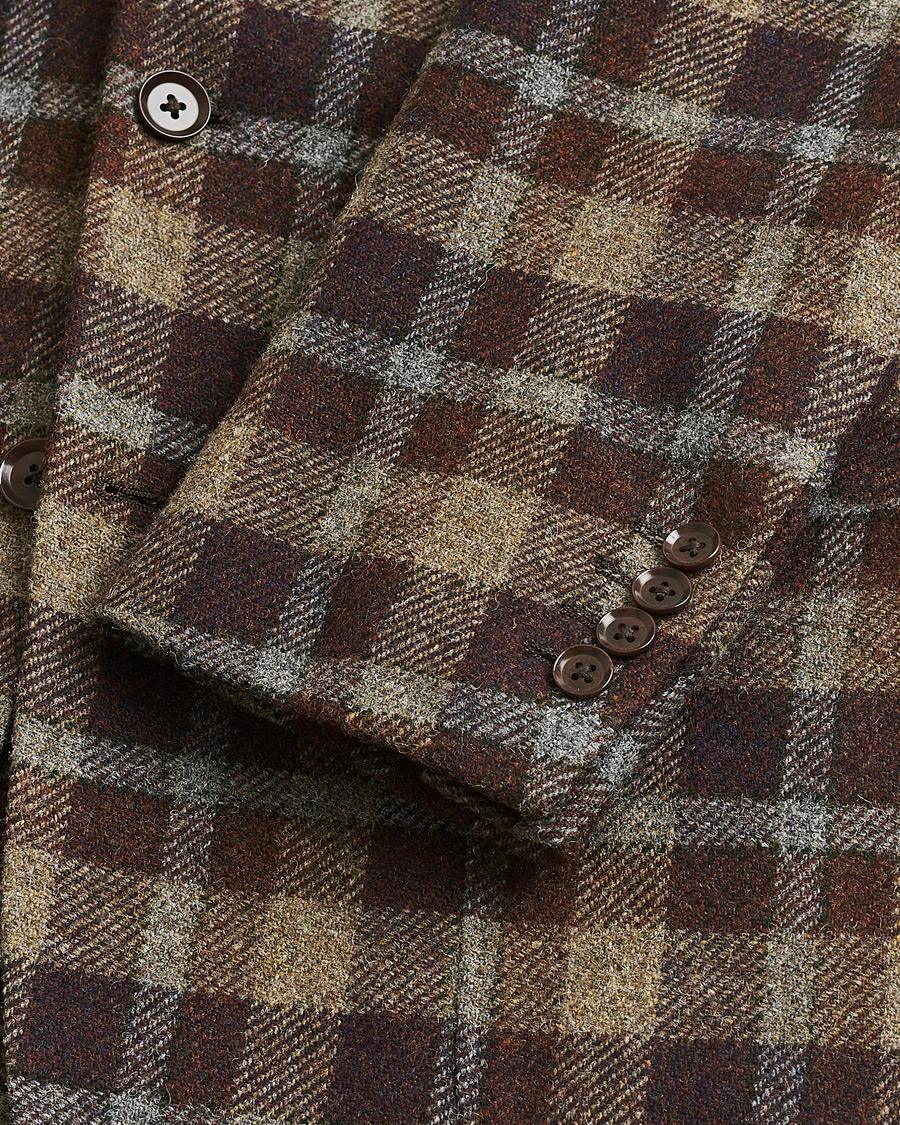 Mies | Pre-owned Pikkutakit | Pre-owned | Ring Jacket Checked Wool Blazer Brown 50