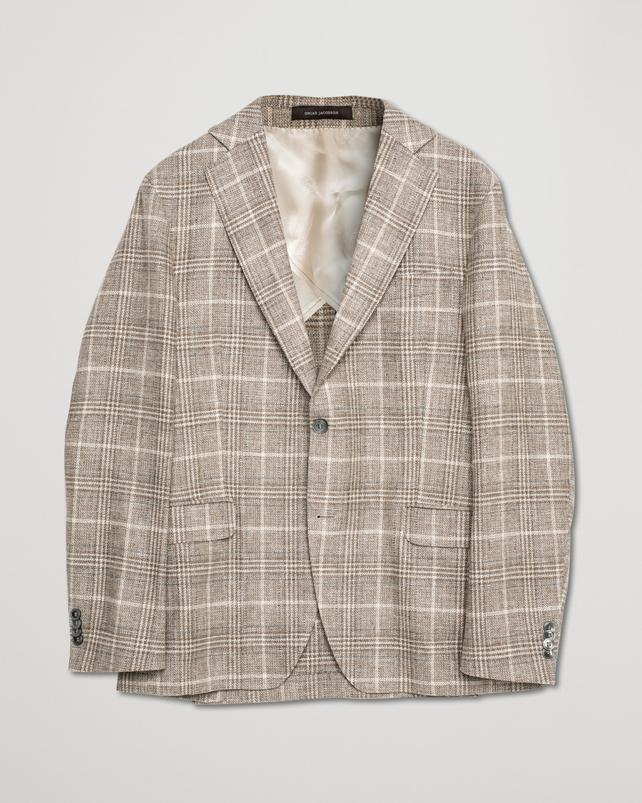 Mies | Pikkutakit | Pre-owned | Oscar Jacobson Ferry Soft Checked Wool Blazer Beige