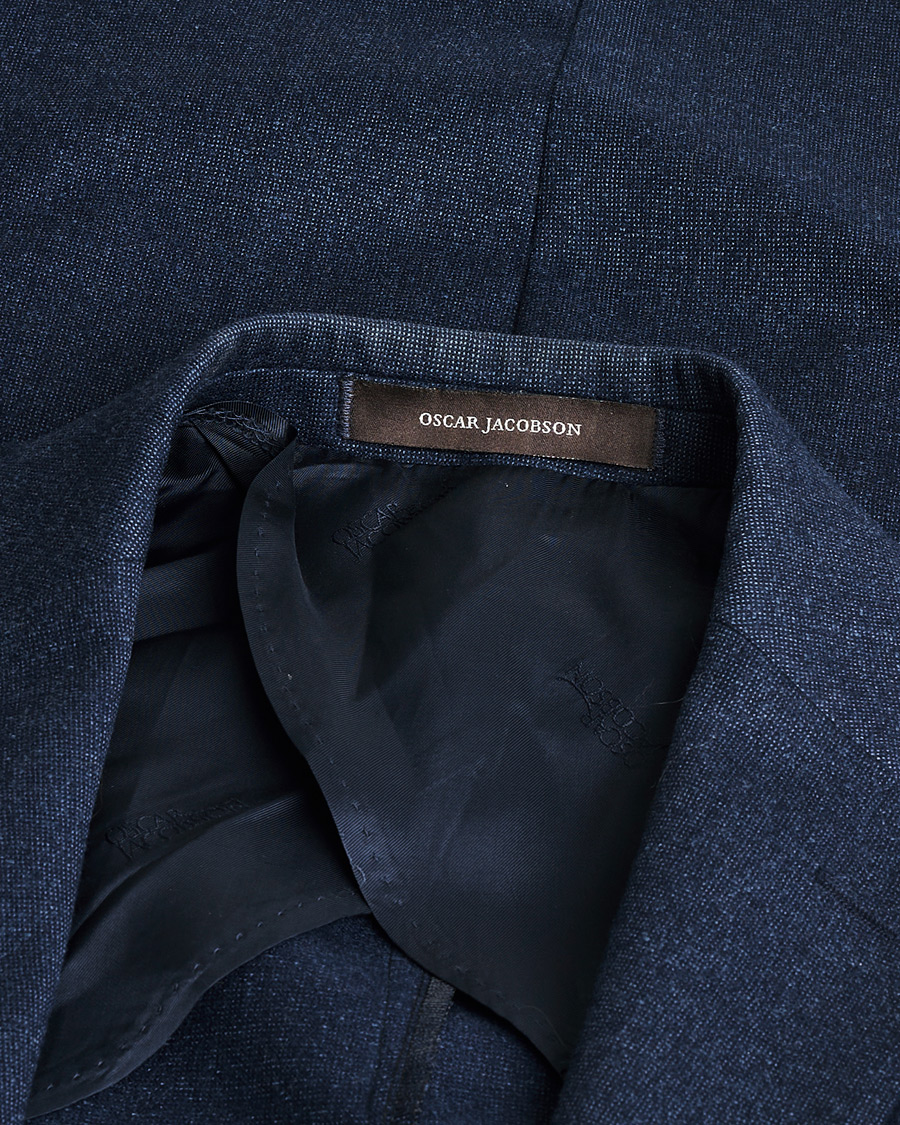 Mies | Oscar Jacobson Einar Wool Flannel Blazer Blue Melange 46 | Pre-owned | Oscar Jacobson Einar Wool Flannel Blazer Blue Melange 46