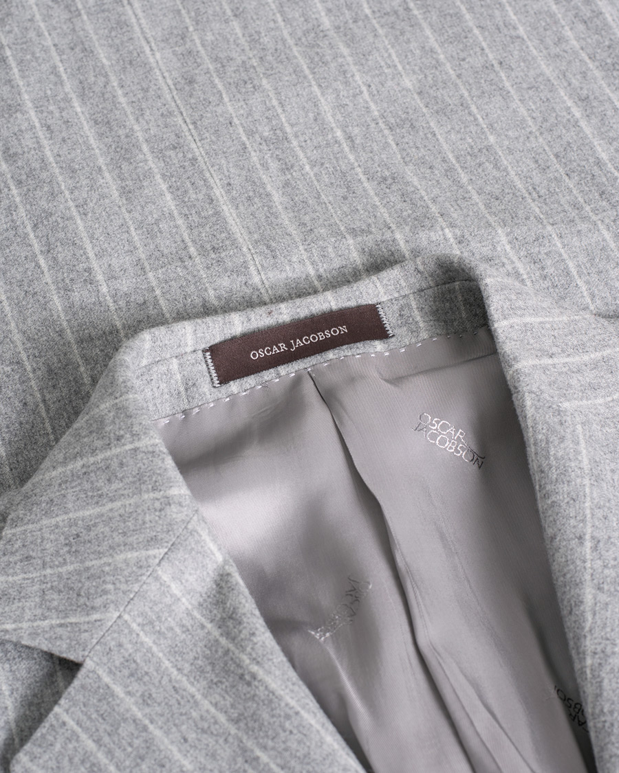 Mies | Oscar Jacobson Ego Pinstripe Wool Flannel Suit Grey Melange | Pre-owned | Oscar Jacobson Ego Pinstripe Wool Flannel Suit Grey Melange
