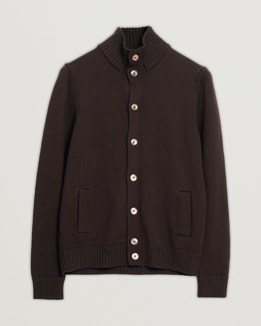Mies | Puserot | Pre-owned | Gran Sasso Wool Cardigan Brown 48