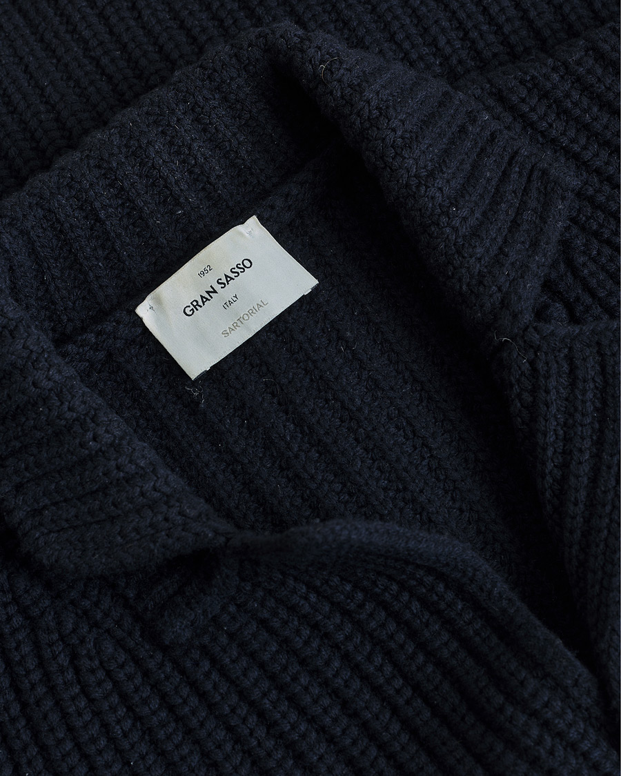 Mies | Gran Sasso Heavy Wool Knitted Blazer Cardigan Navy | Pre-owned | Gran Sasso Heavy Wool Knitted Blazer Cardigan Navy