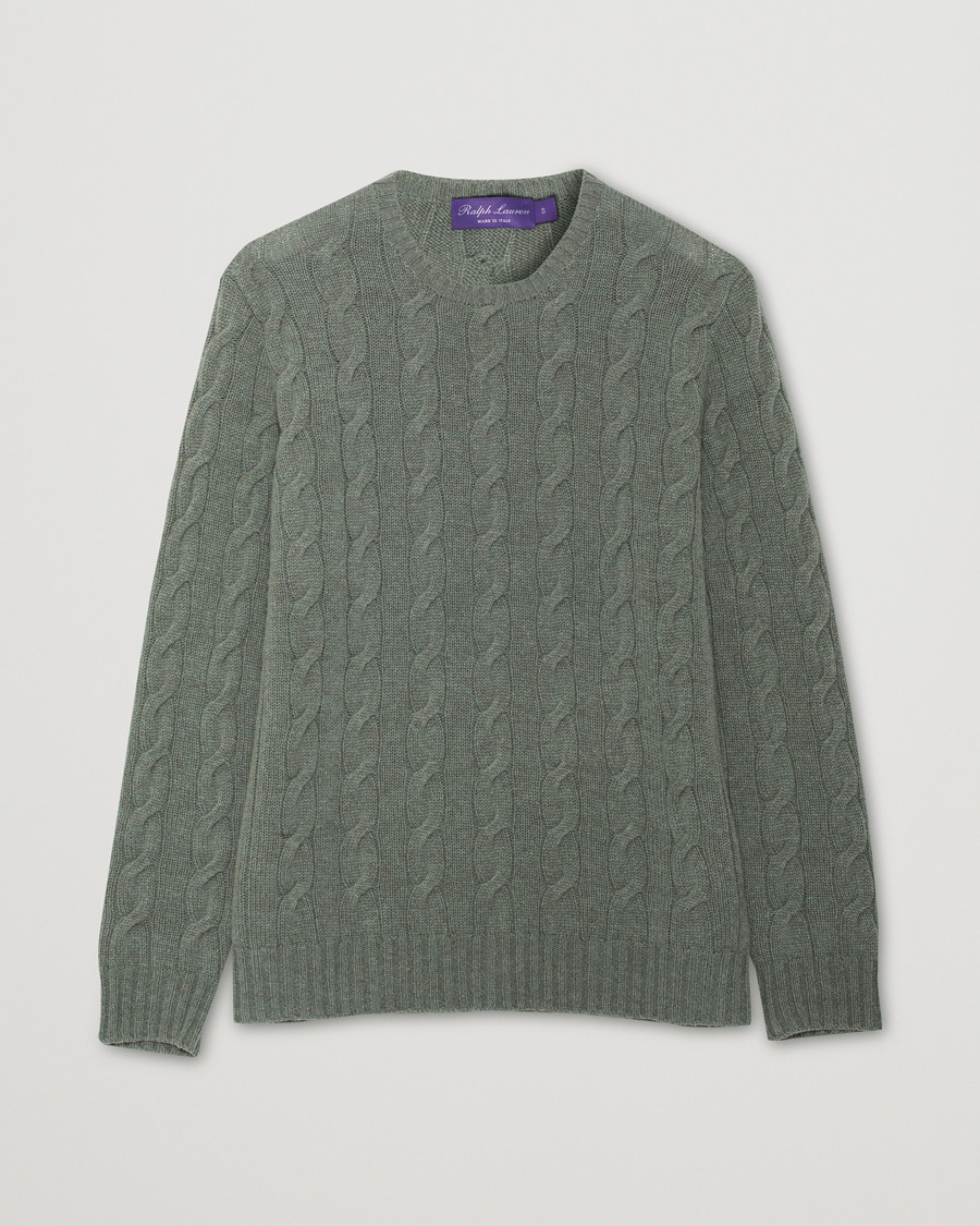 Mies | Puserot | Pre-owned | Ralph Lauren Purple Label Cashmere Cable Crew Neck Sweater Sea Spray