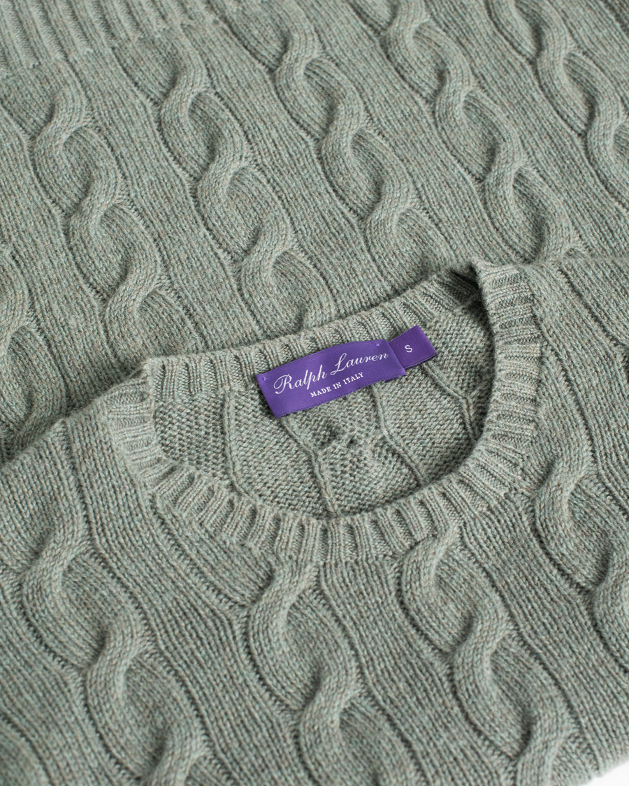 Mies | Puserot | Pre-owned | Ralph Lauren Purple Label Cashmere Cable Crew Neck Sweater Sea Spray