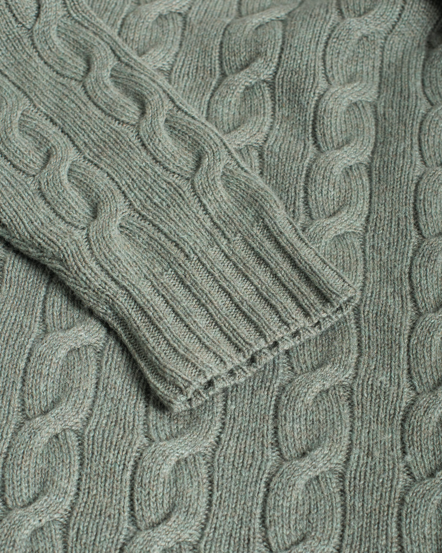 Mies | Puserot | Pre-owned | Ralph Lauren Purple Label Cashmere Cable Crew Neck Sweater Sea Spray