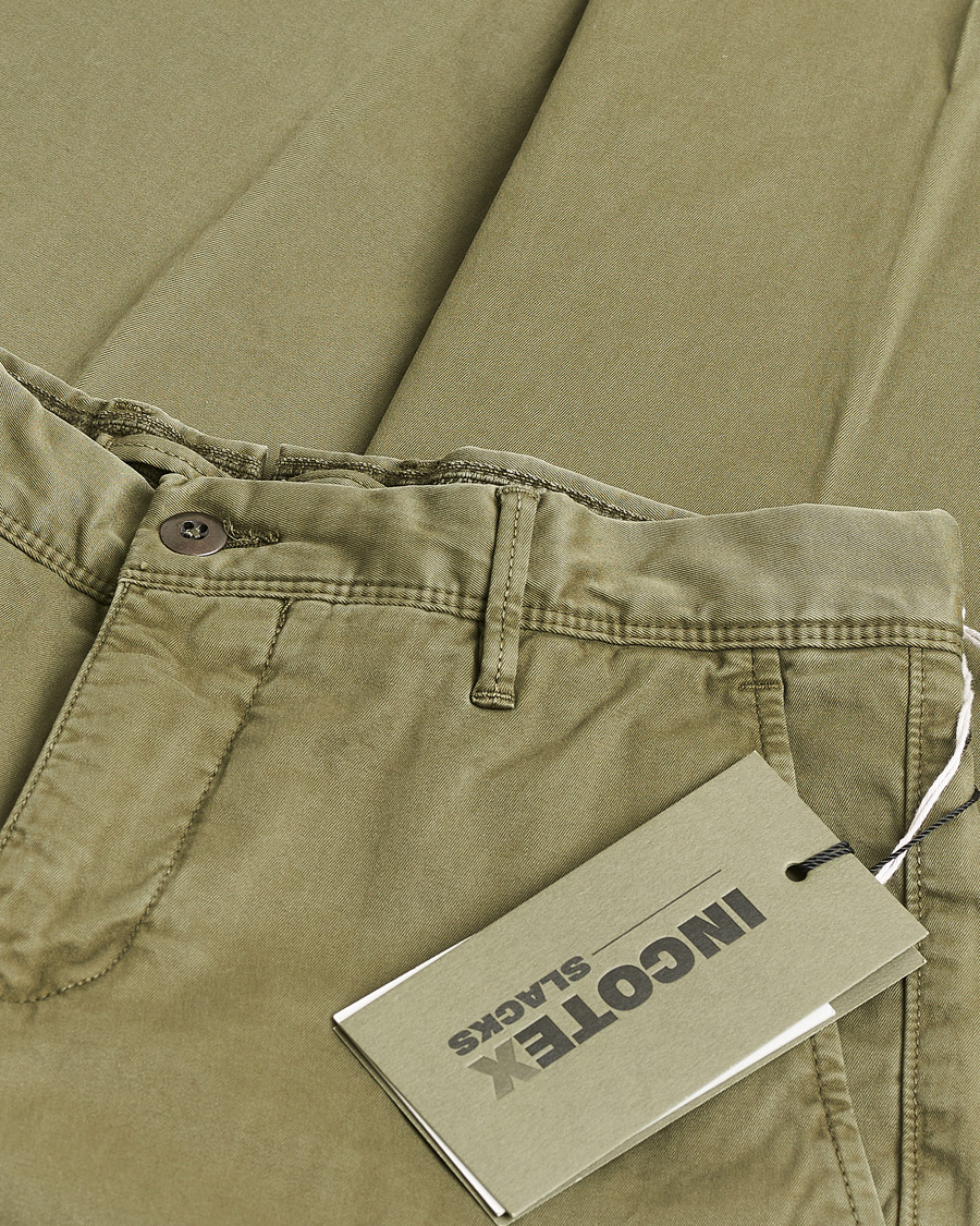 Mies | Pre-owned Housut | Pre-owned | Incotex Slim Fit Garment Dyed Slacks Olive W29