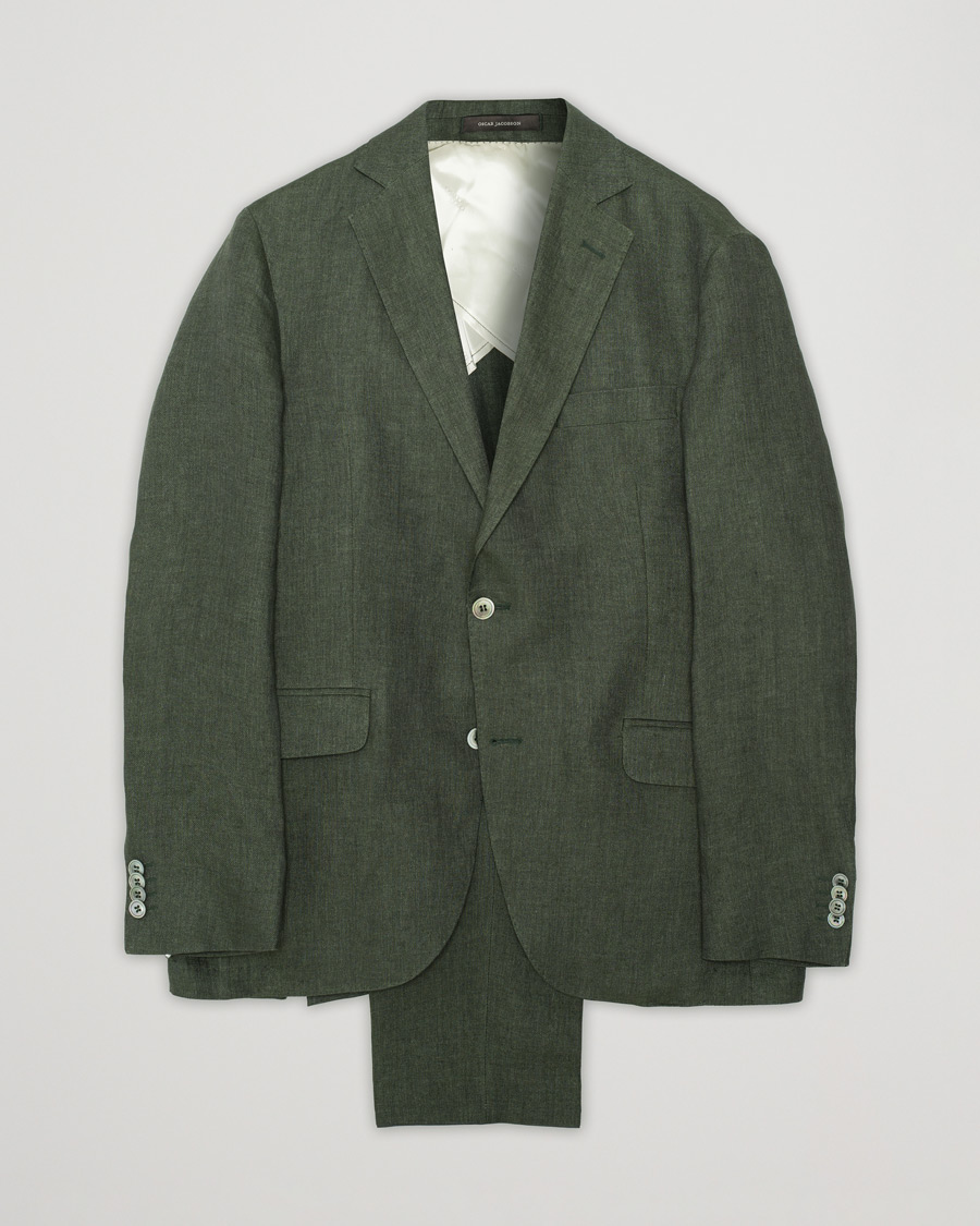 Mies | Pikkutakit | Pre-owned | Oscar Jacobson Ferry Linen Suit Green 50 