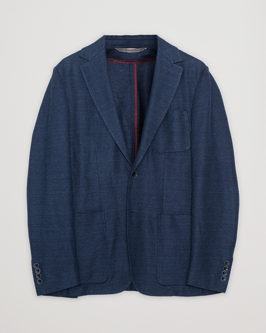 Mies | Pikkutakit | Pre-owned | Canali Linen/Cotton Jersey Blazer Dark Blue