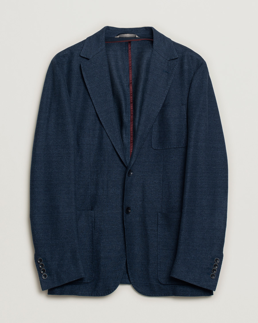 Mies | Pre-owned Pikkutakit | Pre-owned | Canali Linen/Cotton Jersey Blazer Dark Blue