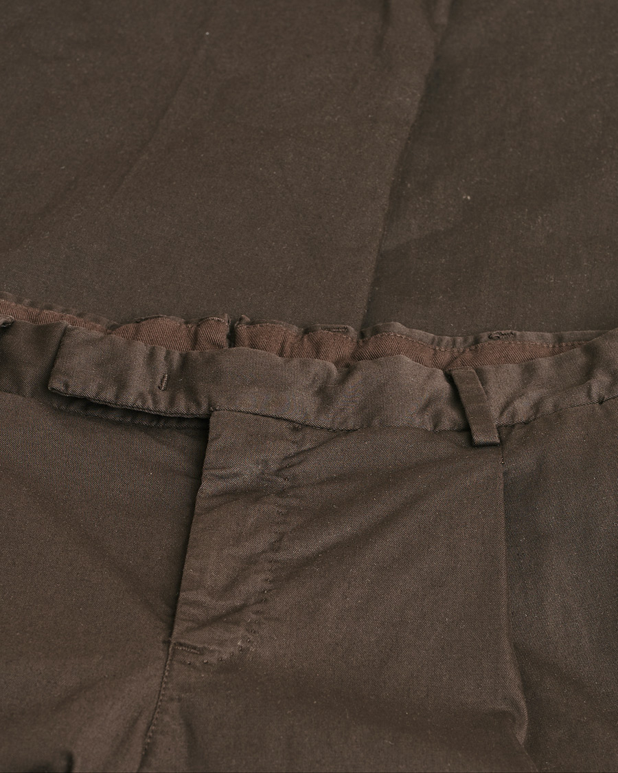 Mies | PT01 Slim Fit Pleated Linen Blend Trousers Chocolate | Pre-owned | PT01 Slim Fit Pleated Linen Blend Trousers Chocolate