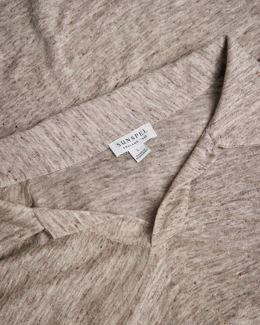 Mies | Pikeet | Pre-owned | Sunspel Linen Polo Shirt Oatmeal Melange