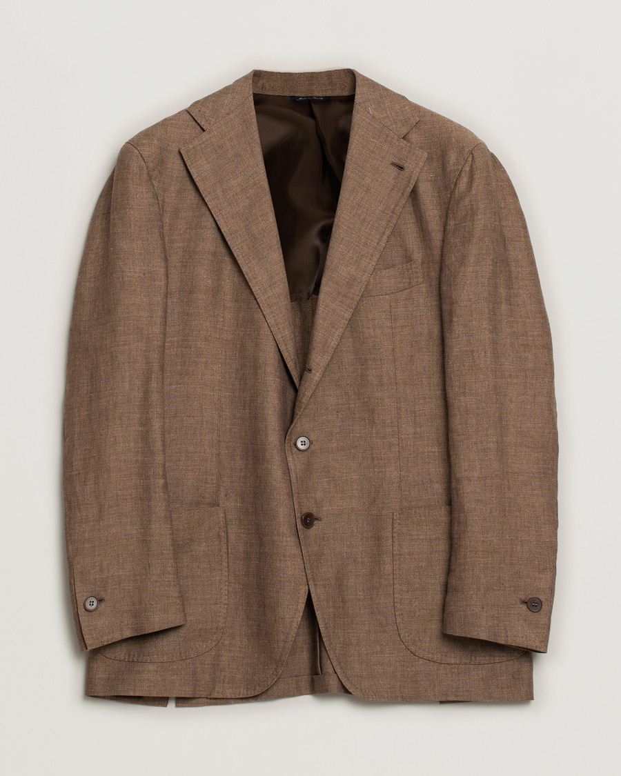 Mies | Pikkutakit | Pre-owned | Gabo Napoli Herringbone Linen/Wool Blazer Brown 52