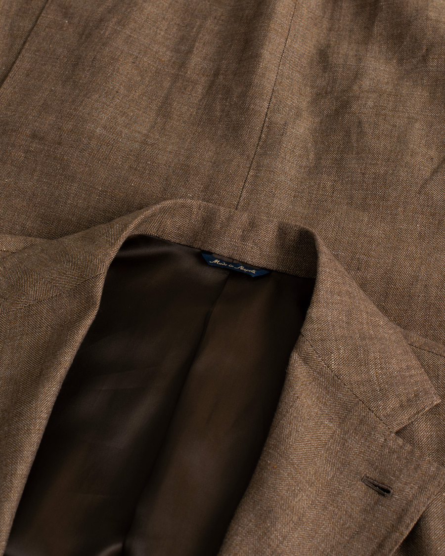 Mies | Pikkutakit | Pre-owned | Gabo Napoli Herringbone Linen/Wool Blazer Brown 52