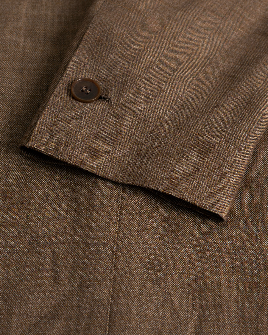 Mies | Pikkutakit | Pre-owned | Gabo Napoli Herringbone Linen/Wool Blazer Brown 52