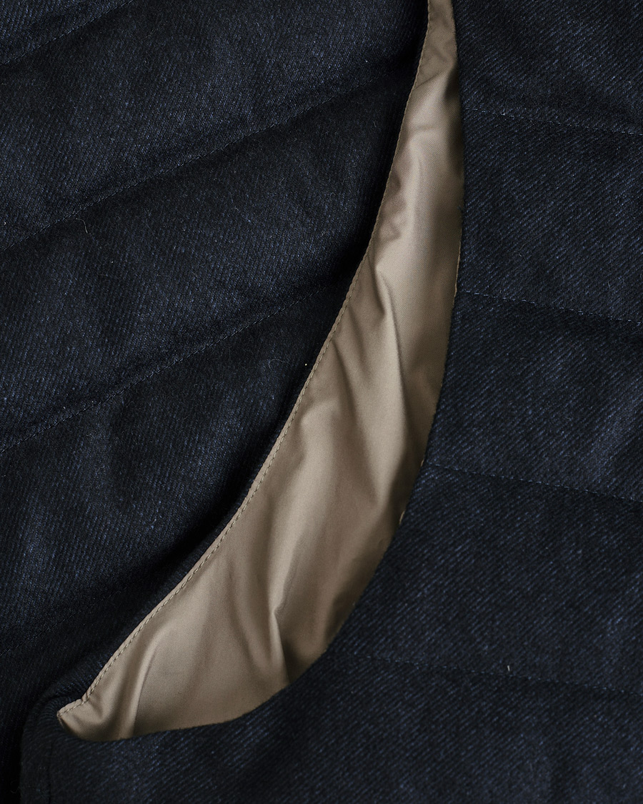 Mies | Pre-owned Takit | Pre-owned | Herno Hooded Flannel Cashmere & Silk Vest Navy 52