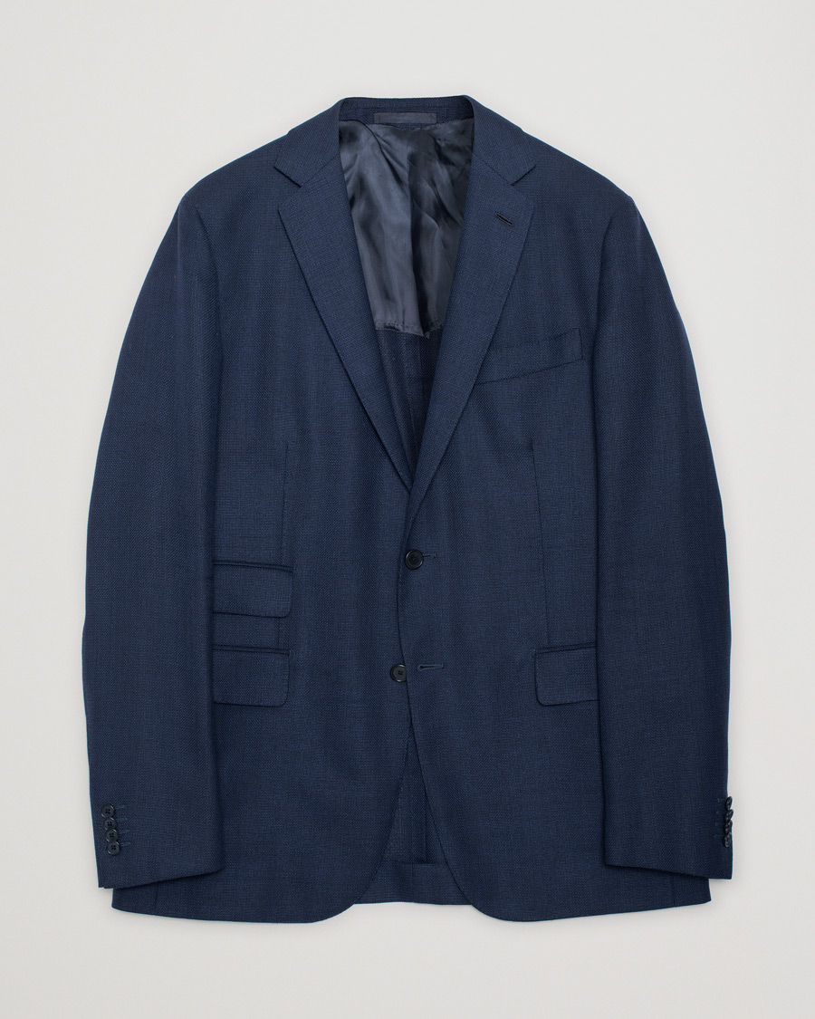 Mies | Pre-owned Pikkutakit | Pre-owned | Caruso Wool Hopsack Blazer Navy 52