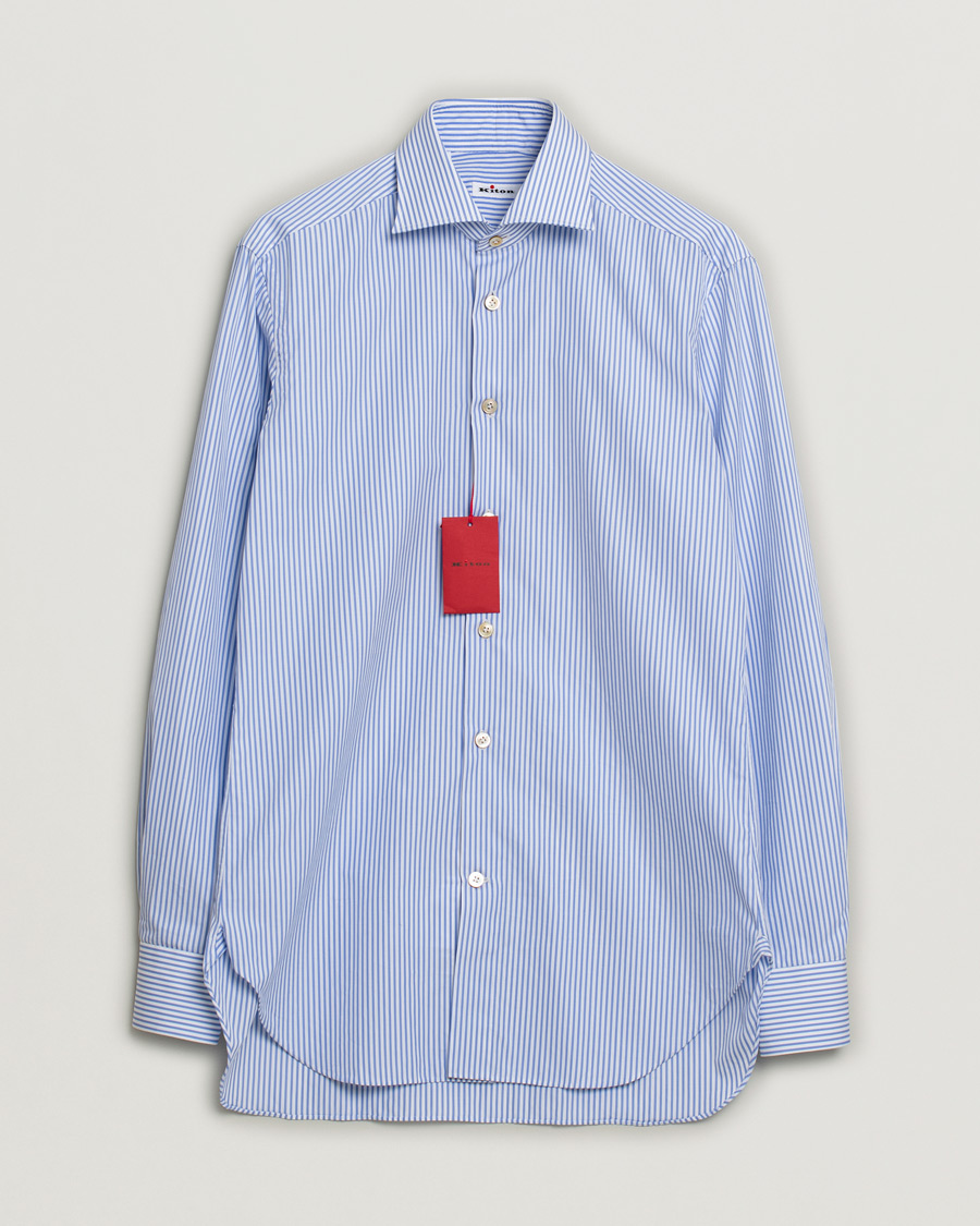 Mies | Kauluspaidat | Pre-owned | Kiton Slim Fit Striped Poplin Shirt Light Blue
