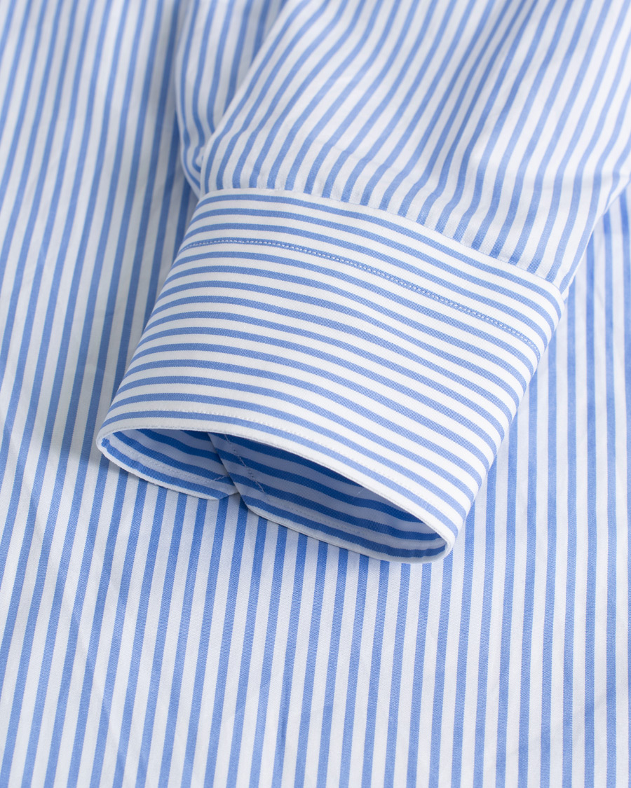 Mies | Kauluspaidat | Pre-owned | Kiton Slim Fit Striped Poplin Shirt Light Blue