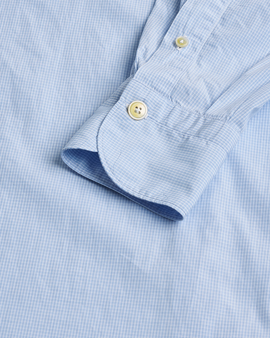 Mies | Finamore Napoli Milano Slim Washed Dress Shirt Blue Check | Pre-owned | Finamore Napoli Milano Slim Washed Dress Shirt Blue Check