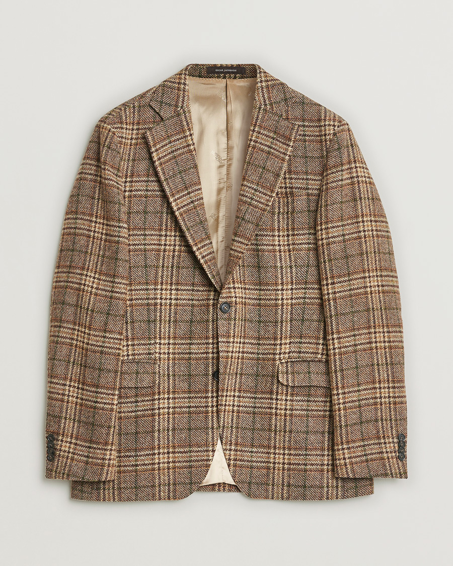 Mies | Pikkutakit | Pre-owned | Oscar Jacobson Fogerty Soft Checked Wool Blazer Brown