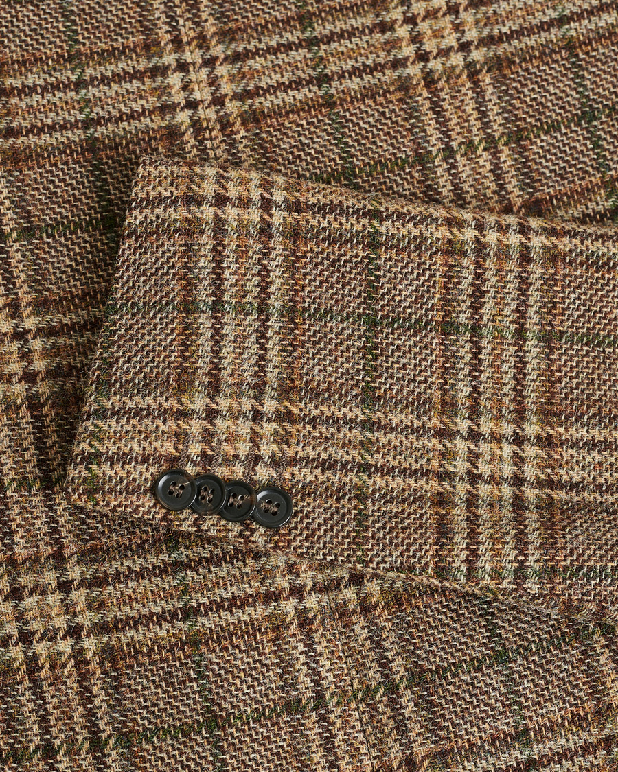 Mies | Pikkutakit | Pre-owned | Oscar Jacobson Fogerty Soft Checked Wool Blazer Brown
