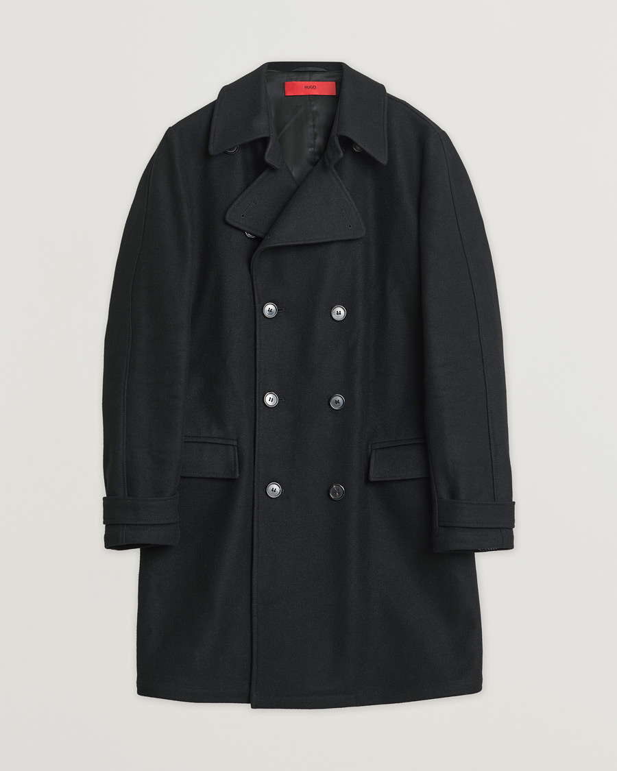 Mies | Pre-owned Takit | Pre-owned | HUGO Double Breasted Wool Coat Black M