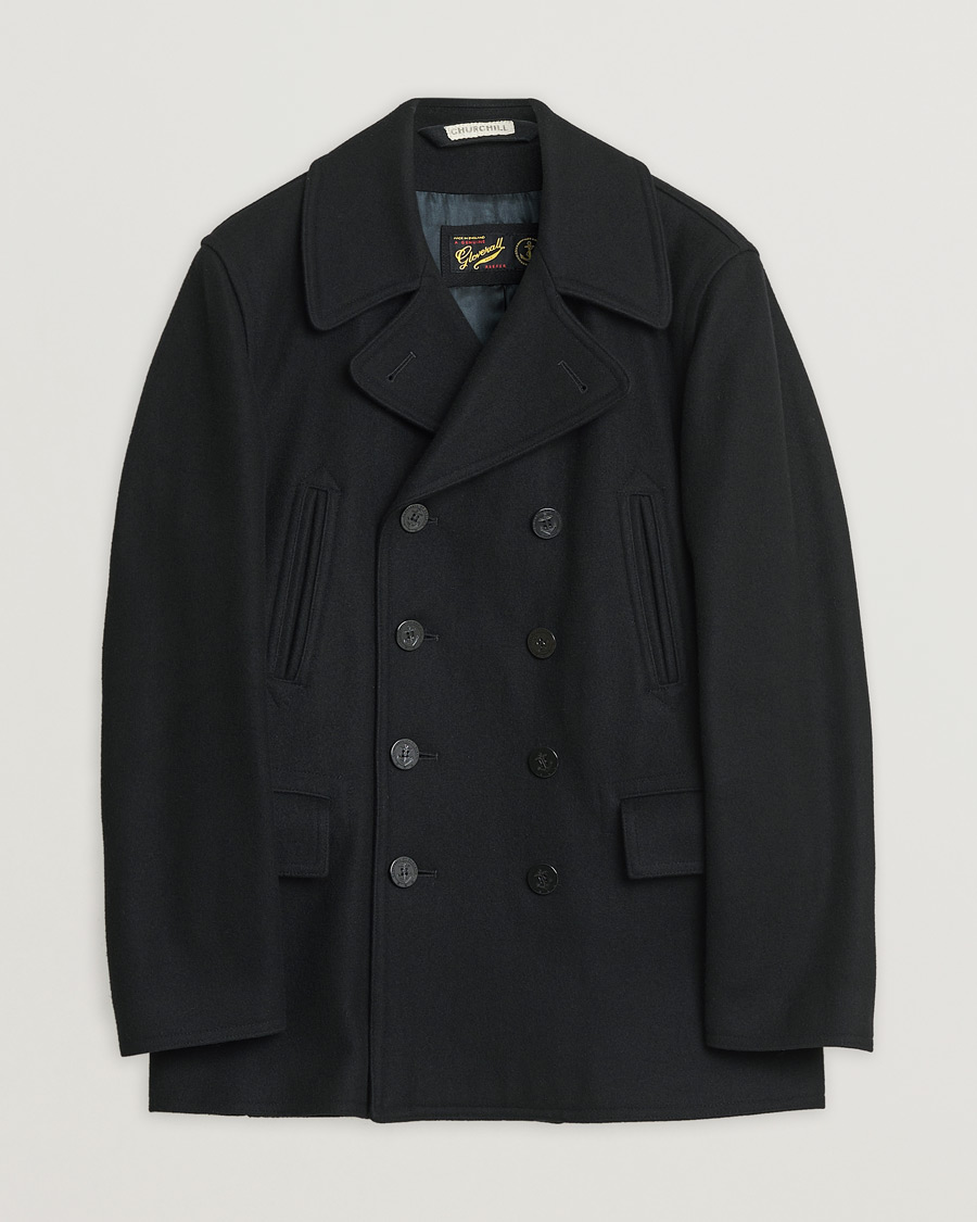 Mies | Gloverall Churchill Reefer Peacoat Black | Pre-owned | Gloverall Churchill Reefer Peacoat Black