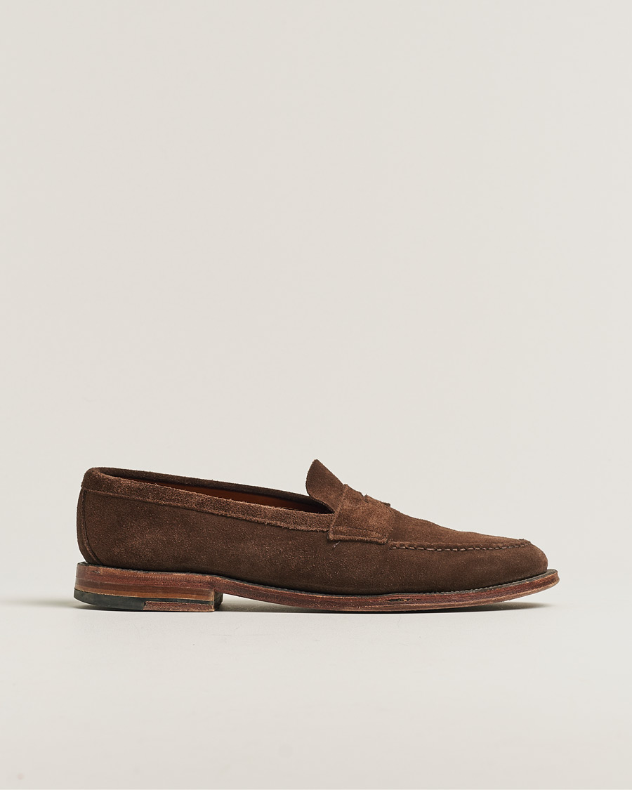 Mies | Alden 6245F Unlined Leisure Handsewn Penny Loafer Dark Brown Suede US10 - EU44 | Pre-owned | Alden 6245F Unlined Leisure Handsewn Penny Loafer Dark Brown Suede US10 - EU44