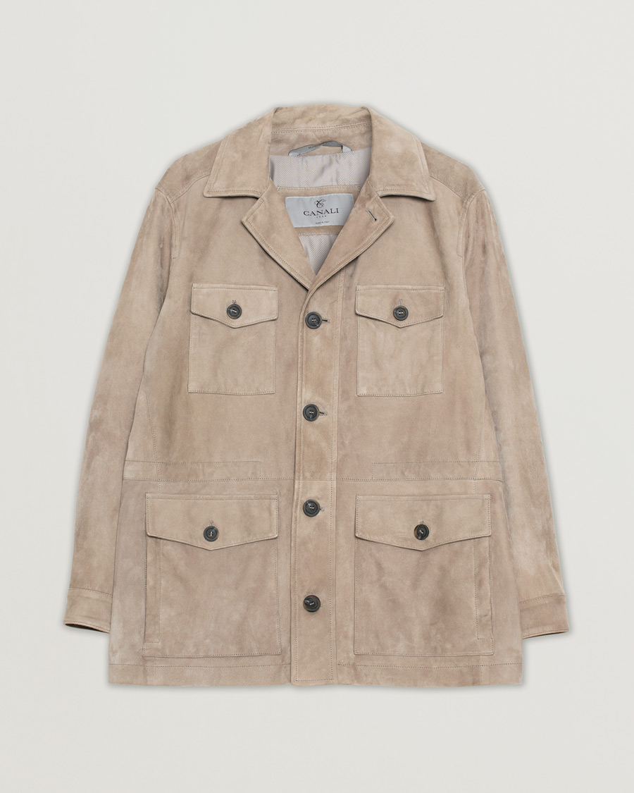 Mies | Takit | Pre-owned | Canali Suede Safari Jacket Beige 50
