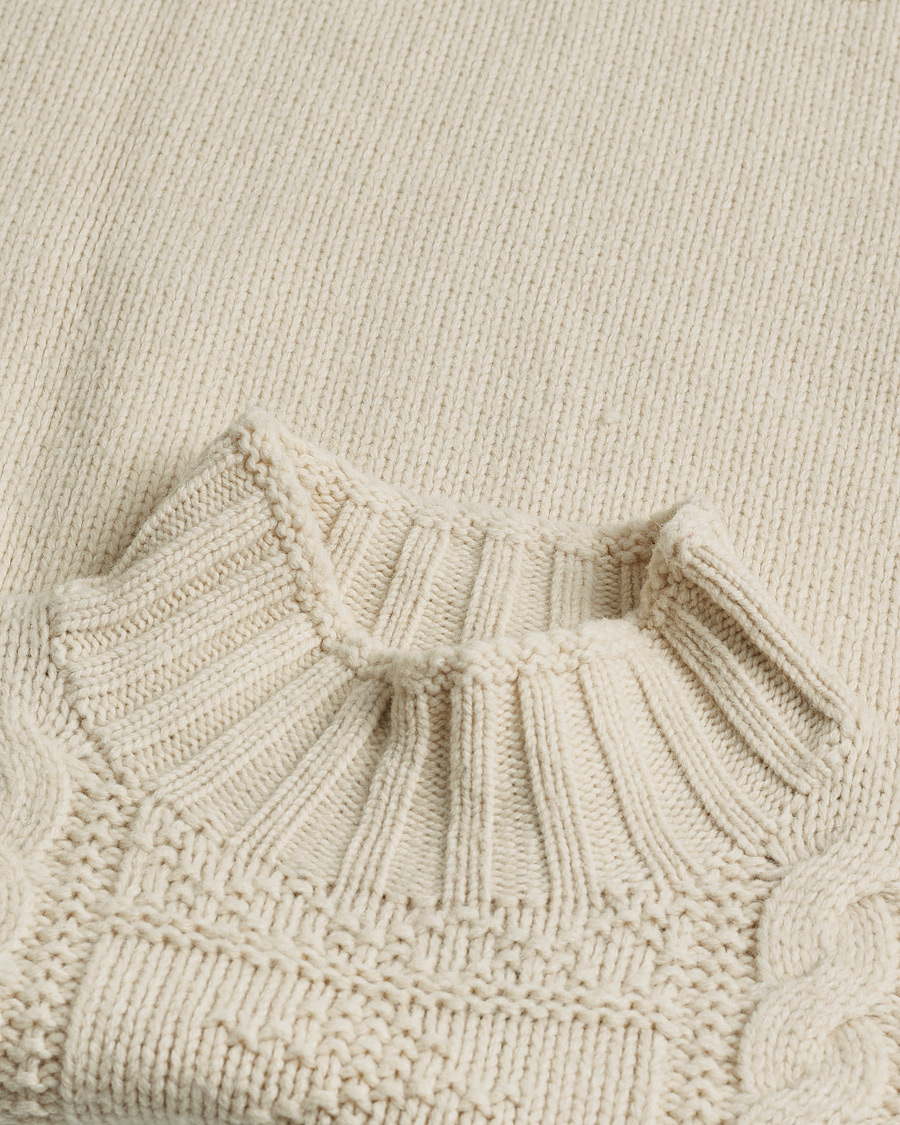 Mies | Pre-owned Puserot | Pre-owned | Polo Ralph Lauren Wool Knitted Aran Rollneck Cream