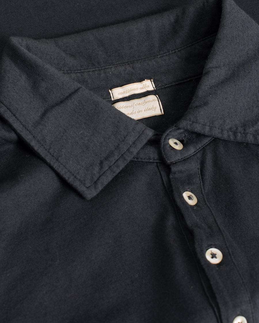 Mies | Puserot | Pre-owned | Massimo Alba Long Sleeve Polo Washed Black S