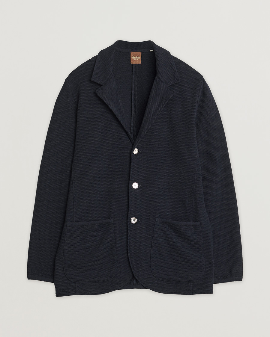 Mies | Stenströms Merino Wool Texture Knitted Blazer Navy L | Pre-owned | Stenströms Merino Wool Texture Knitted Blazer Navy L