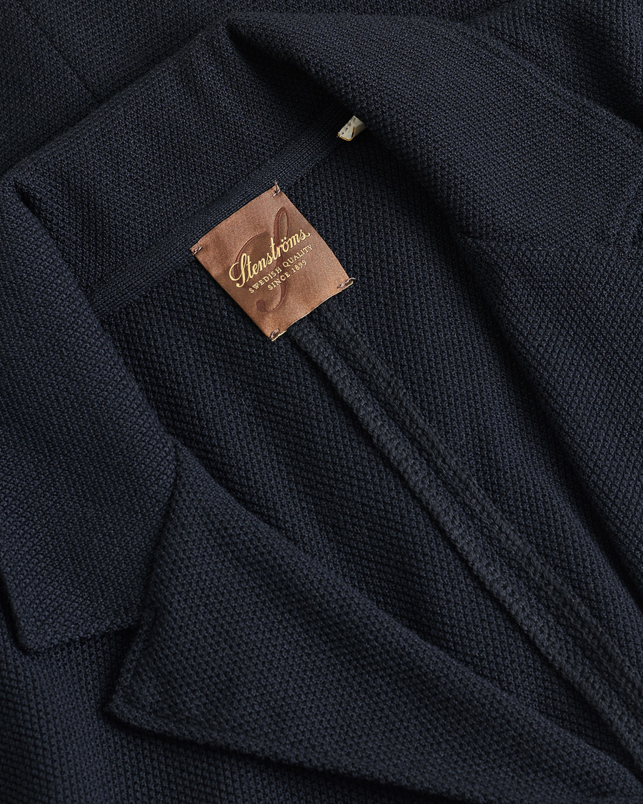 Mies | Stenströms Merino Wool Texture Knitted Blazer Navy L | Pre-owned | Stenströms Merino Wool Texture Knitted Blazer Navy L