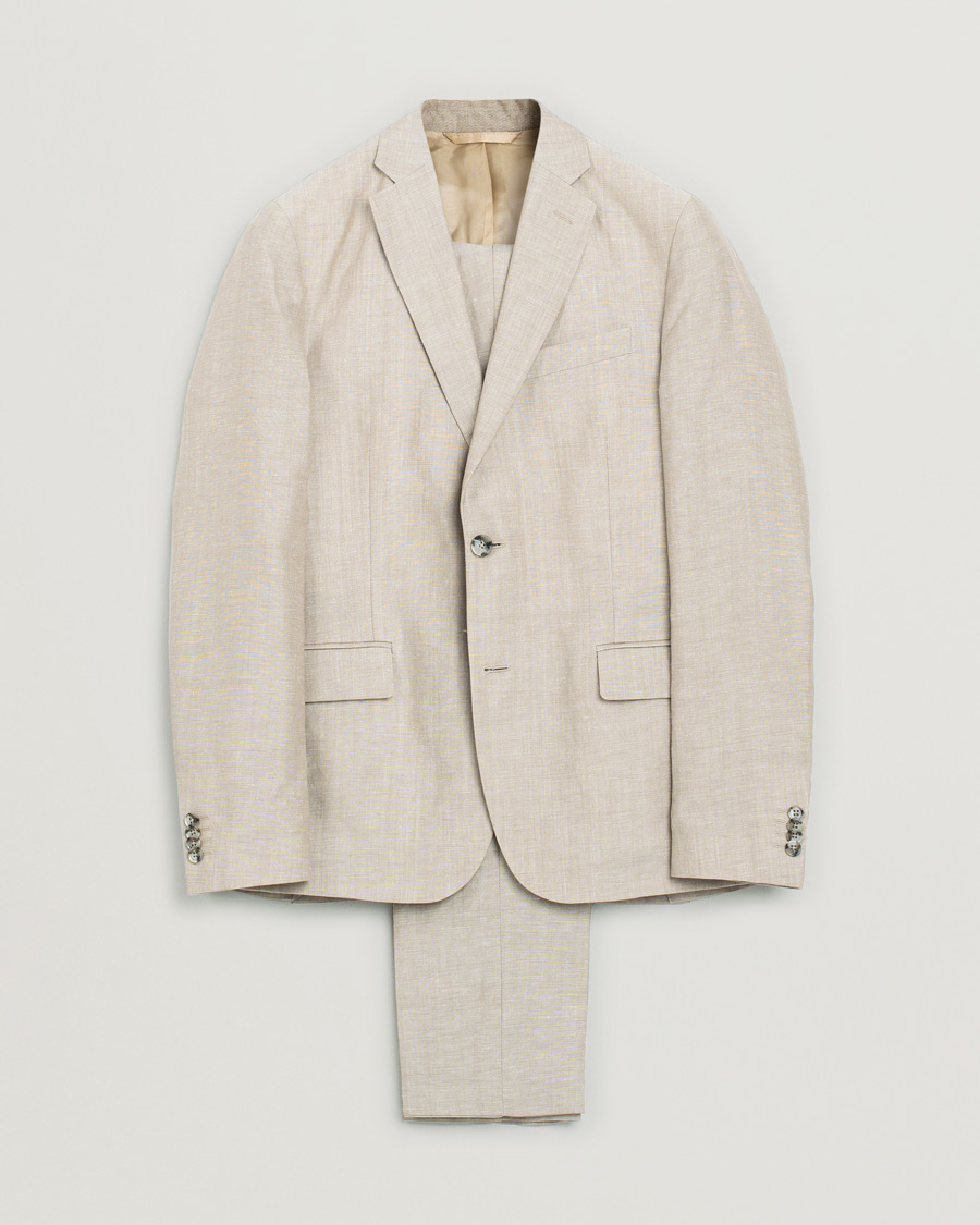 Mies | J.Lindeberg Linen/Wool Suit Beige 48 - 46 | Pre-owned | J.Lindeberg Linen/Wool Suit Beige 48 - 46