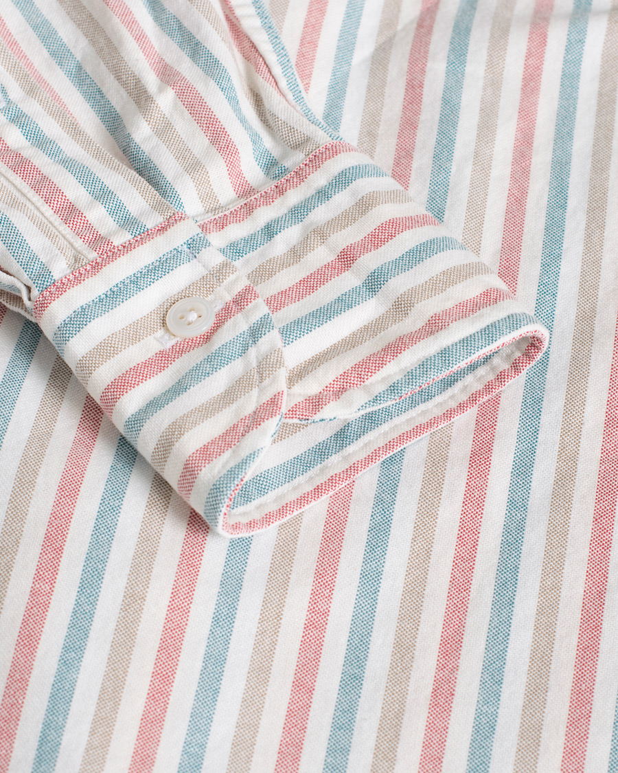 Mies | Kauluspaidat | Pre-owned | Drake's Thin Tripple Stripe Oxford Shirt White