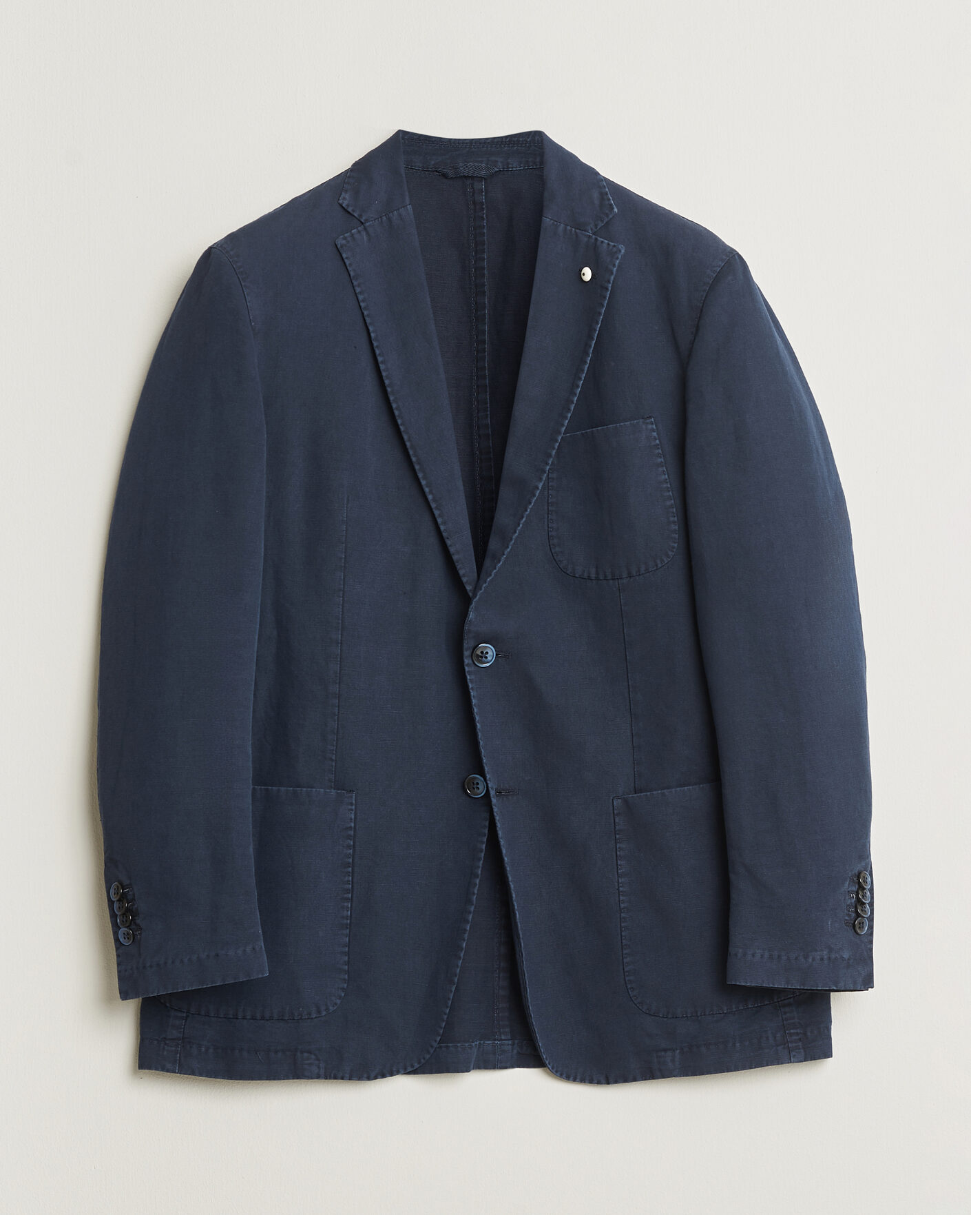 Mies | Pre-owned Pikkutakit | Pre-owned | L.B.M. 1911 Jack Regular Fit Cotton & Linen Blazer Navy 52